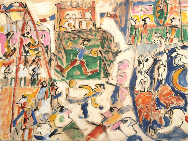Fête foraine n°4, Huile sur papier, 50 × 65 cm, 1998