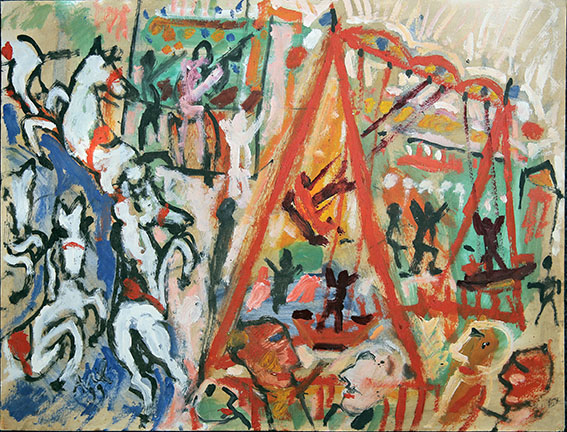 Fête foraine n°6, Huile sur papier, 50 × 65 cm, 1998
