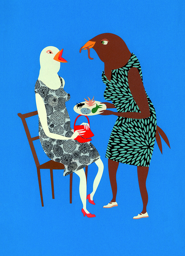 Becquée, Papier découpé, 39 × 28.5 cm, 2014
