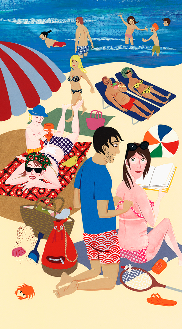 La plage, Papier découpé, 47 × 33 cm, 2014
