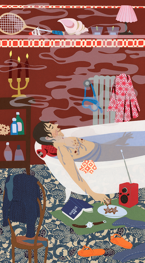 Le bain, Papier découpé, 43 × 24 cm, 2014