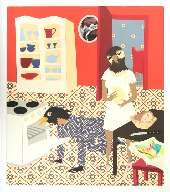 L'oeuf n°4, Papier découpé, 34,5 × 30,5 cm, 2014