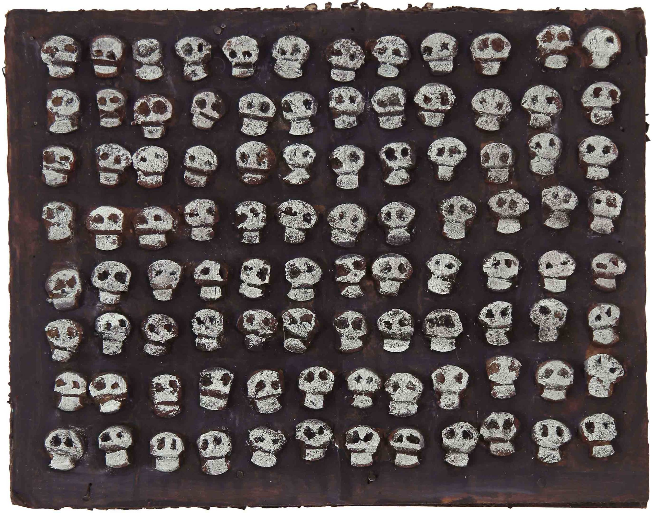 Salut aux eskimo n°10, Assemblage en bois peint sur panneau, 27 × 35 cm, 2010
