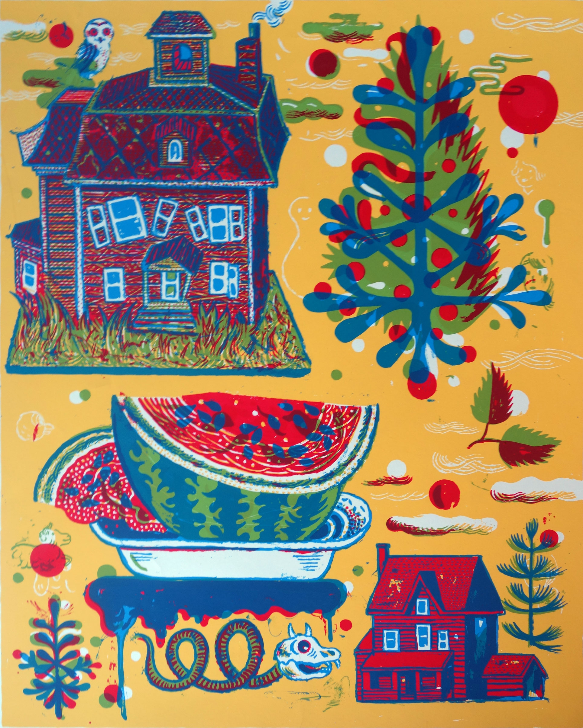 Last night, Sérigraphie, 70 × 56 cm, 2012