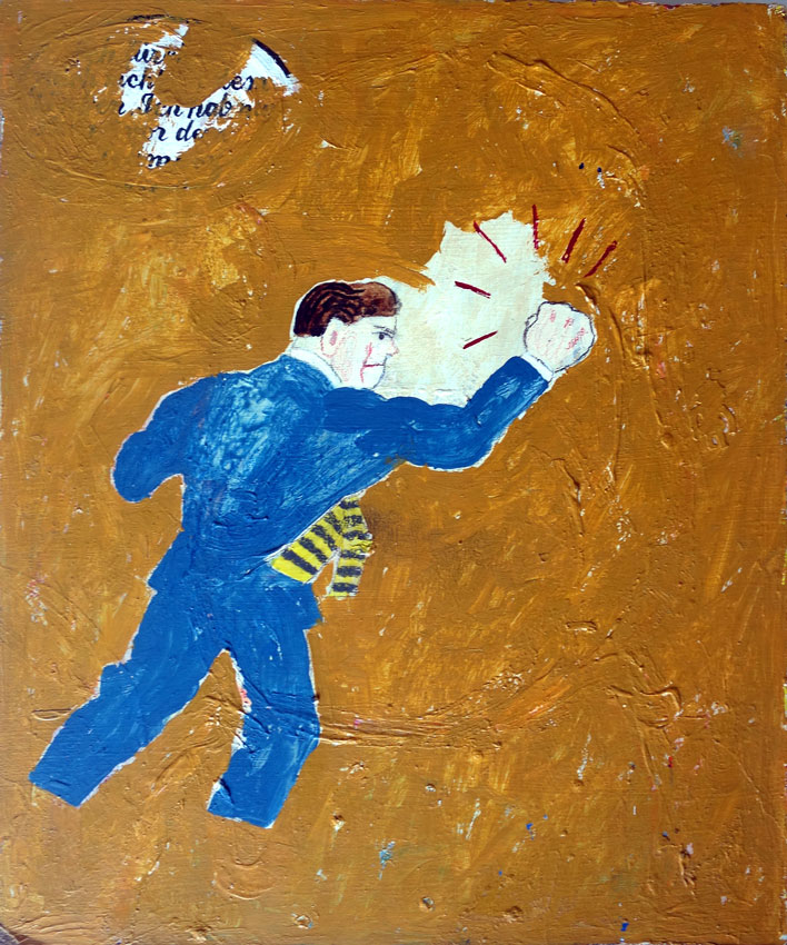 Dick Tracy n°1, Technique mixte sur bois, 55 × 42 cm, 2012