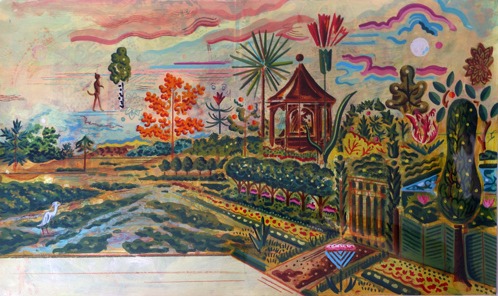 Jardin n°2, Technique mixte, 38 × 64 cm, 2013