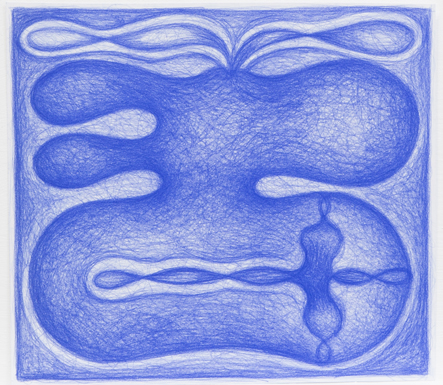 Dessin bleu n°1, -2004. Crayon Prismalo 140, 29 × 32 cm, 2000