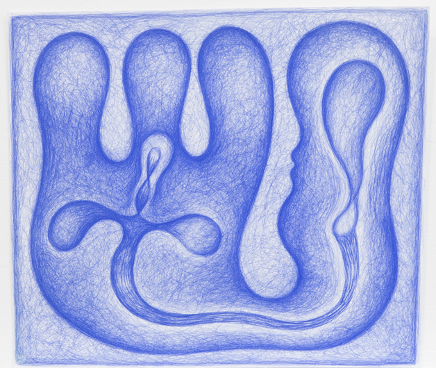 Dessin bleu n°14, -2004. Crayon Prismalo 140, 40 × 45 cm, 2000