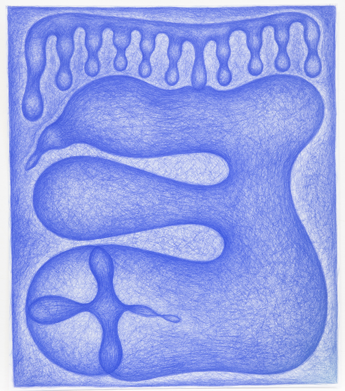 Dessin bleu n°2, -2004. Crayon Prismalo 140, 58 × 50 cm, 2000