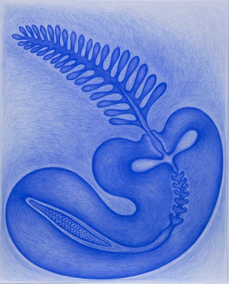 Dessin bleu n°15, -2004. Crayon Prismalo 140, 70 × 57 cm, 2000