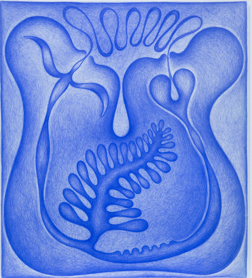 Dessin bleu n°3, -2004. Crayon Prismalo 140, 70 × 62 cm, 2000