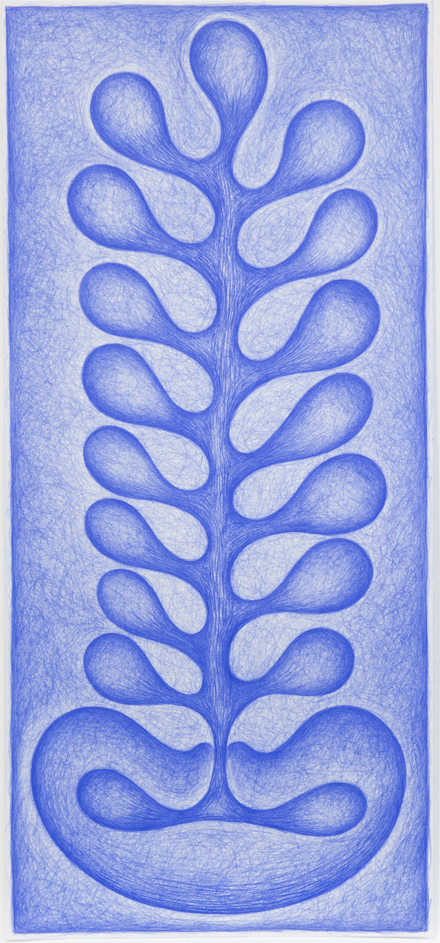 Dessin bleu n°7, -2004. Crayon Prismalo 140, 78 × 36 cm, 2000