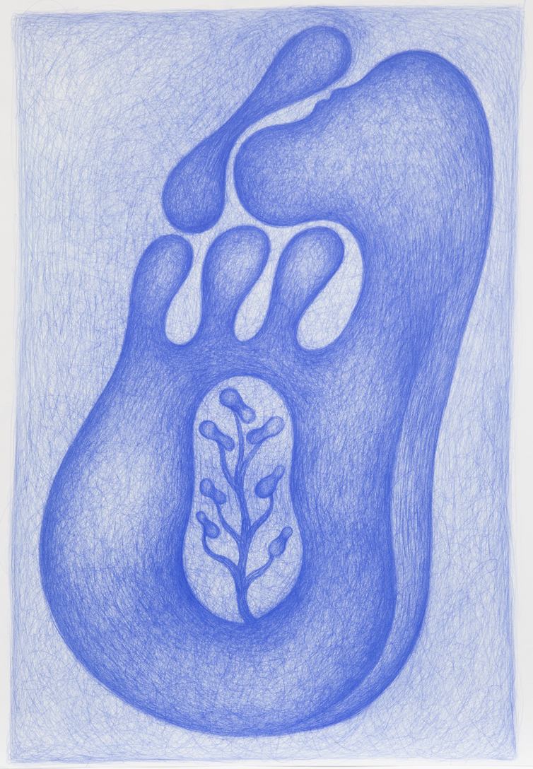 Dessin bleu n°11, -2004. Crayon Prismalo 140, 84 × 57 cm, 2000