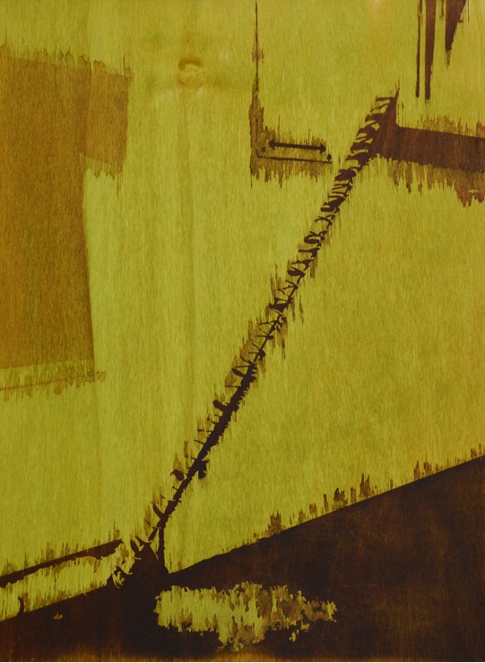 Echelle à chat n°3, Encre sur bois, 40 × 30 cm, 2013