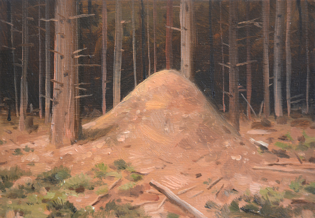 Dégâts de forêt n°3, Huile sur toile, 15 × 21 cm, 2013