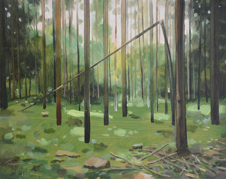 Dégâts de forêt n°6, Huile sur toile, 21 × 27 cm, 2014