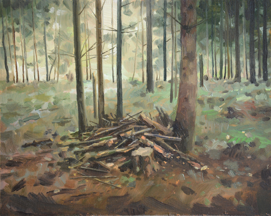 Dégâts de forêt n°5, Huile sur toile, 27 × 21 cm, 2013