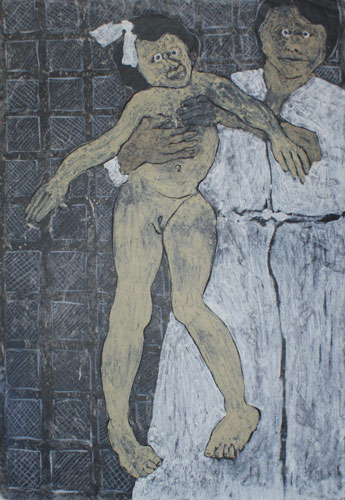 Les danseurs immobiles n°2, -2010. Huile et alkyde sur papier cristal, 100 × 70 cm, 2009