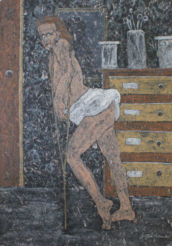 Les danseurs immobiles n°4, -2010. Huile et alkyde sur papier cristal, 100 × 70 cm, 2009