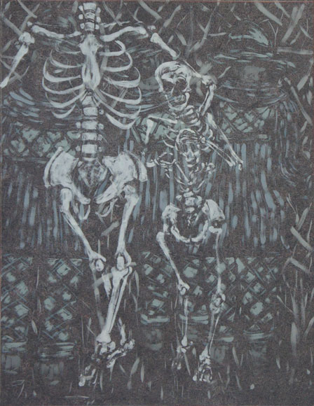 Allons viens !, Huile et alkyde sur feuilles de chanvre marouflées sur toile, 116 × 89 cm, 2012