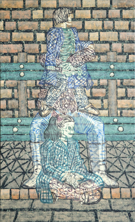 Au loin, Huile et alkyde sur feuilles de chanvre marouflées sur toile, 146 × 89 cm, 2012