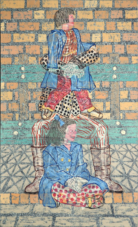 Tout là-bas, Huile et alkyde sur feuilles de chanvre marouflées sur toile, 146 × 89 cm, 2012