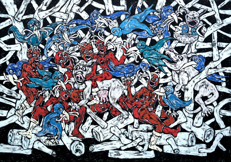 Le conseil d'administration s'est décidé à l'unanimité, Huile et alkyde sur toile, 114 × 162 cm, 2013