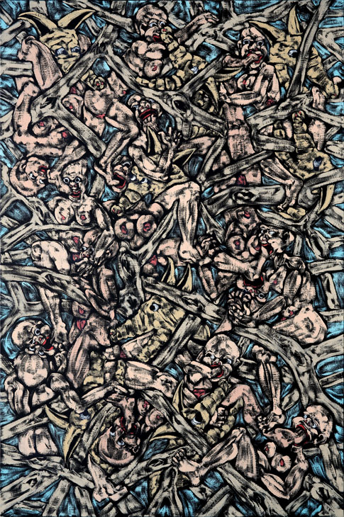 Nos amies les bêtes, Huile et alkyde sur toile, 146 × 97 cm, 2013