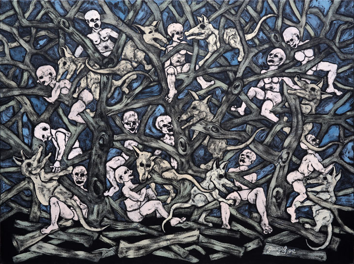 Tout près de la maison, Huile et alkyde sur toile, 97 × 130 cm, 2013