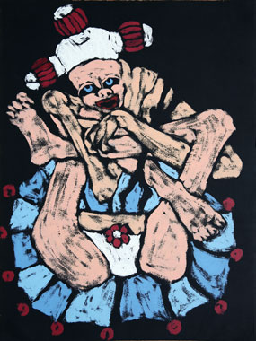 Le noeud, Huile et alkyde sur papier, 76 × 57 cm, 2013