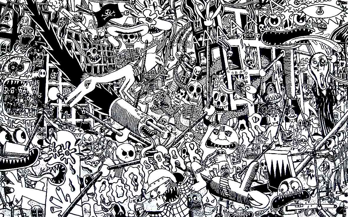 Bastokalypse, -2010. Peinture acrylique noir sur toile, 100 × 160 cm, 2007