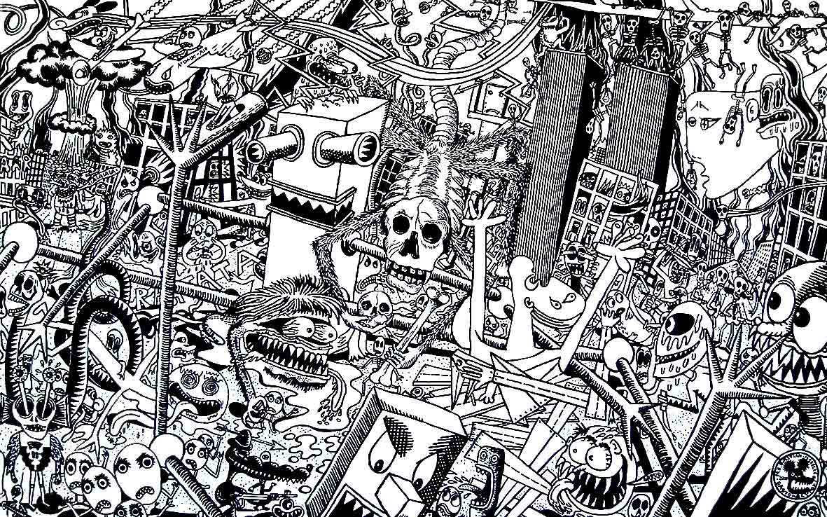Bastokalypse, -2010. Peinture acrylique noir sur toile, 100 × 160 cm, 2007