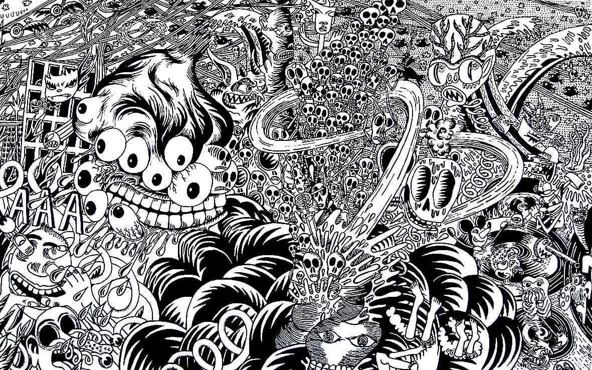 Bastokalypse, -2010. Peinture acrylique noir sur toile, 100 × 160 cm, 2007