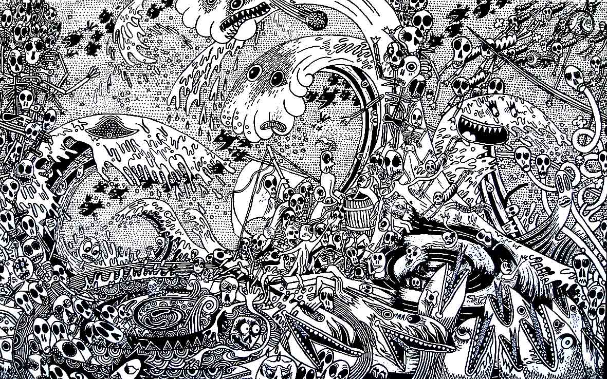 Bastokalypse, -2010. Peinture acrylique noir sur toile, 100 × 160 cm, 2007
