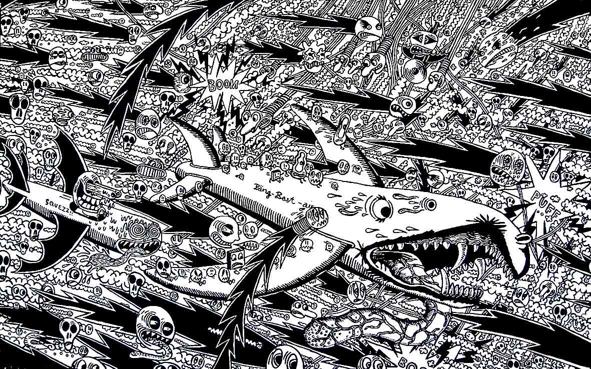 Bastokalypse, -2010. Peinture acrylique noir sur toile, 100 × 160 cm, 2007