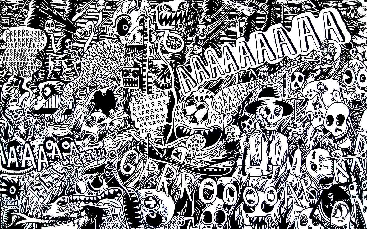 Bastokalypse, -2010. Peinture acrylique noir sur toile, 100 × 160 cm, 2007