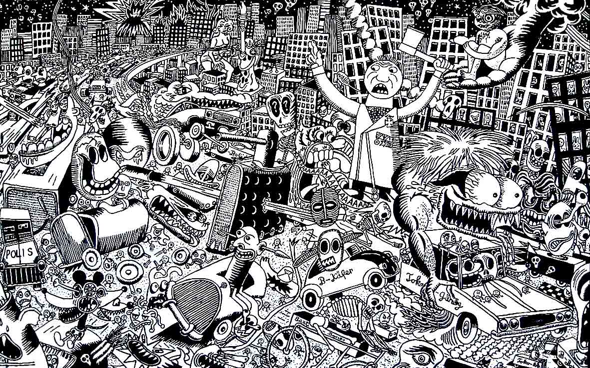 Bastokalypse, -2010. Peinture acrylique noir sur toile, 100 × 160 cm, 2007