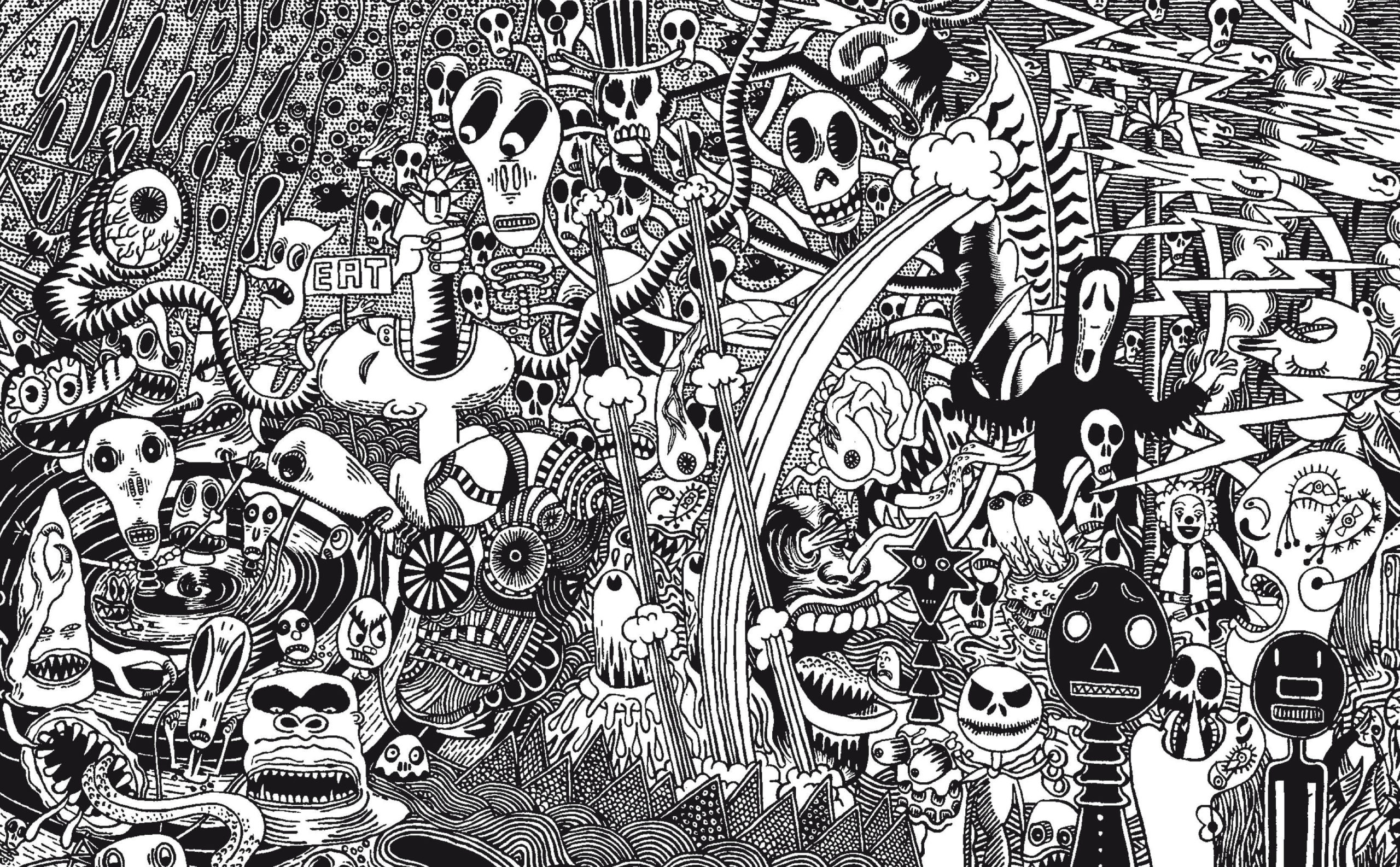 Bastokalypse, -2010. Peinture acrylique noir sur toile, 100 × 160 cm, 2007