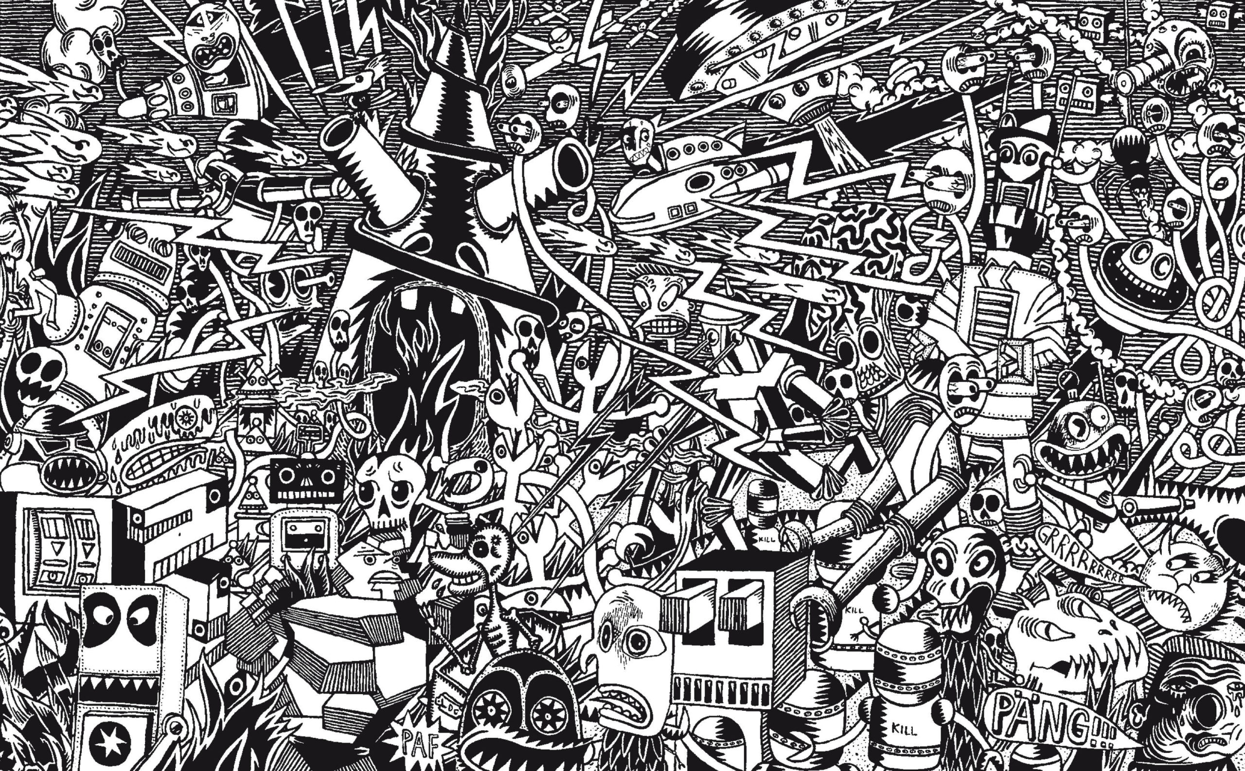 Bastokalypse, -2010. Peinture acrylique noir sur toile, 100 × 160 cm, 2007