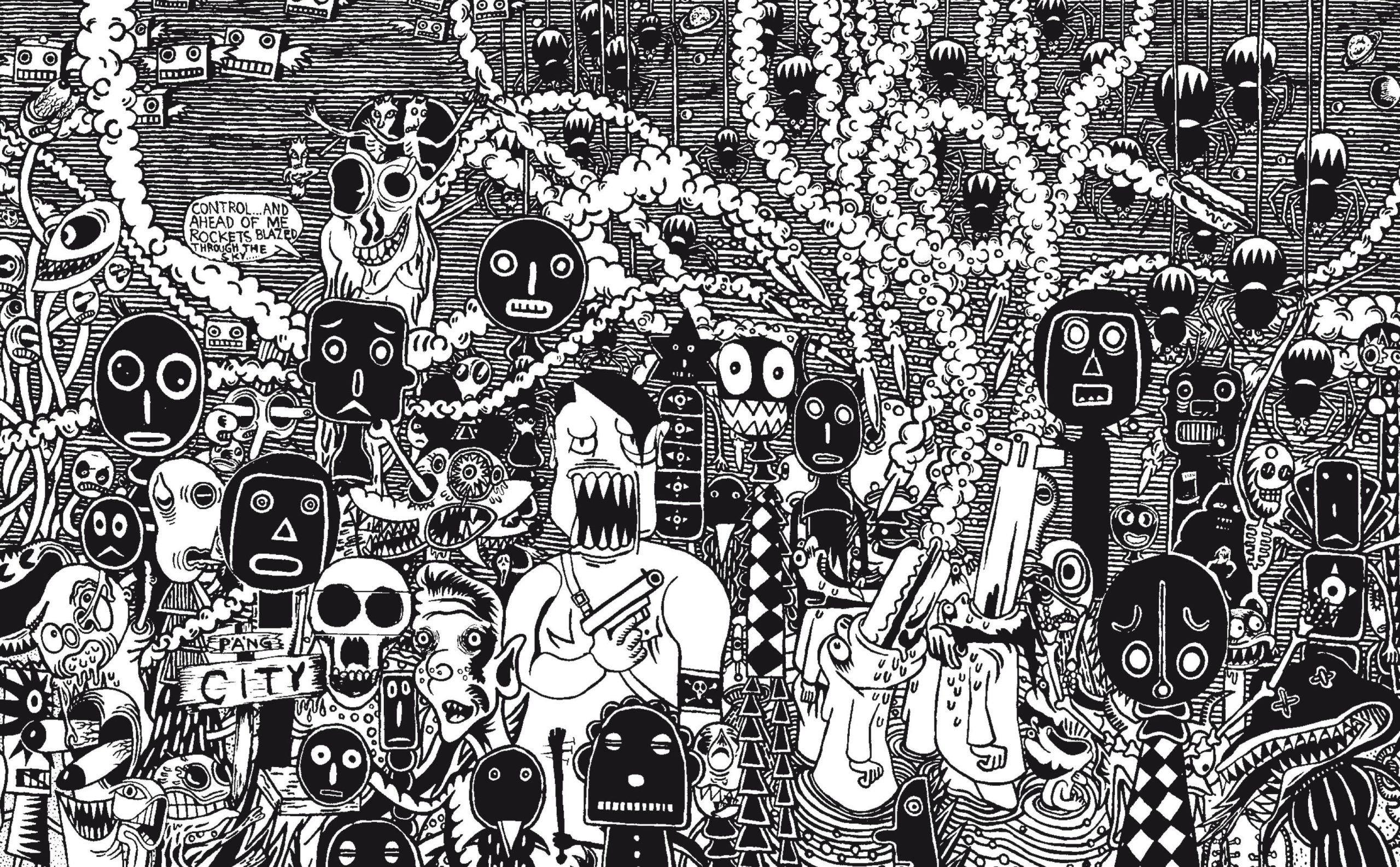 Bastokalypse, -2010. Peinture acrylique noir sur toile, 100 × 160 cm, 2007