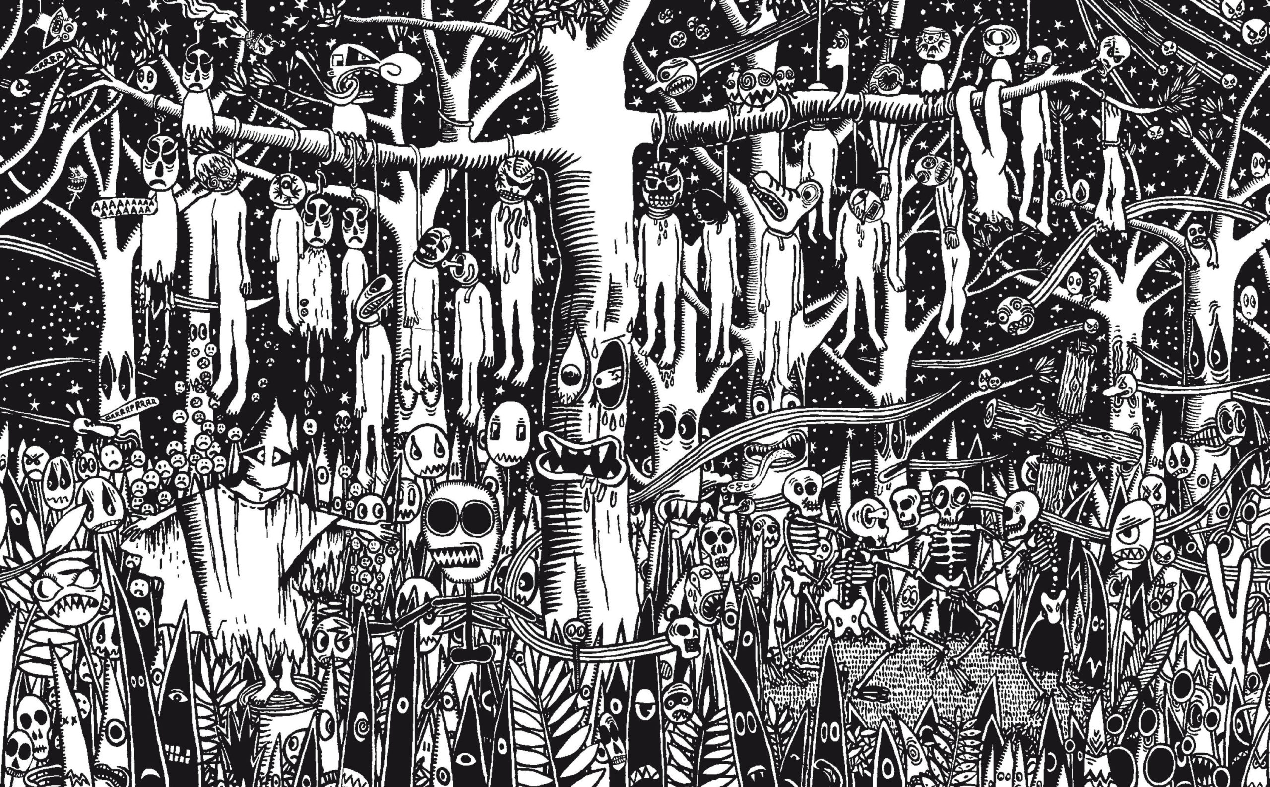 Bastokalypse, -2010. Peinture acrylique noir sur toile, 100 × 160 cm, 2007