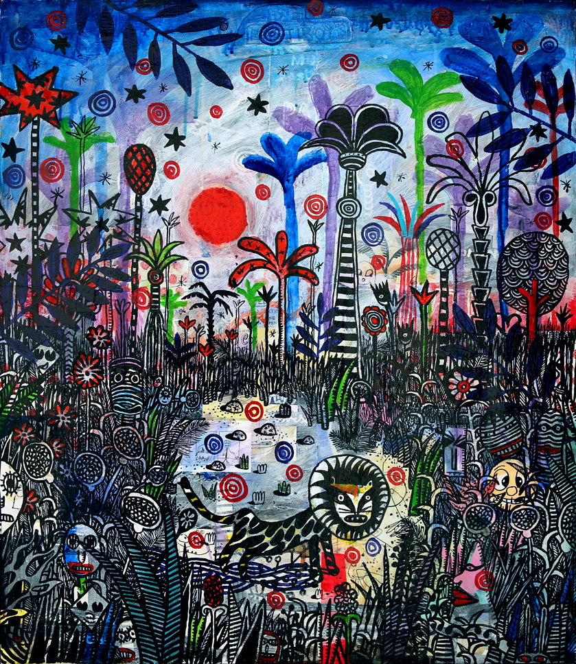 Bête sauvage, Technique mixte sur toile, 80 × 70 cm, 2009