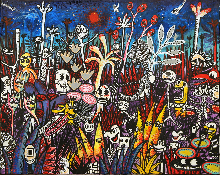 Carnaval des animaux n°1, Technique mixte sur toile, 40 × 50 cm, 2008