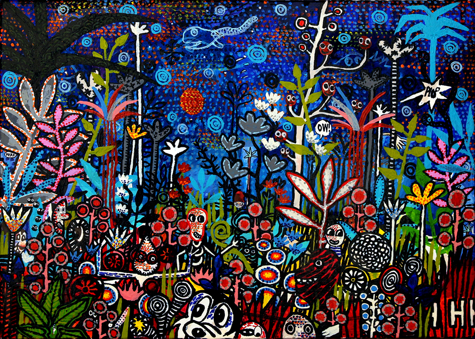Famille Pulp dans la jungle, Technique mixte sur toile, 50 × 70 cm, 2010