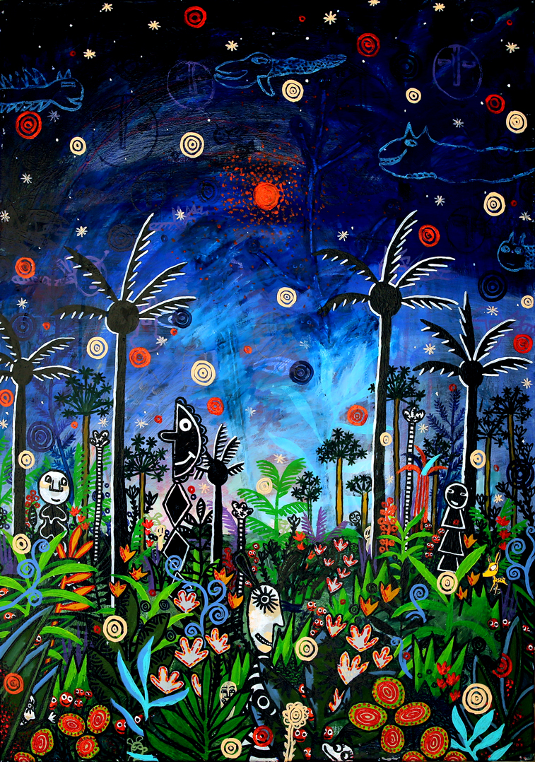 Flusternder Wald, Technique mixte sur toile, 100 × 70 cm, 2010