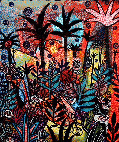Forêt enchantée avec Pulp, Technique mixte sur toile, 40 × 34 cm, 2009