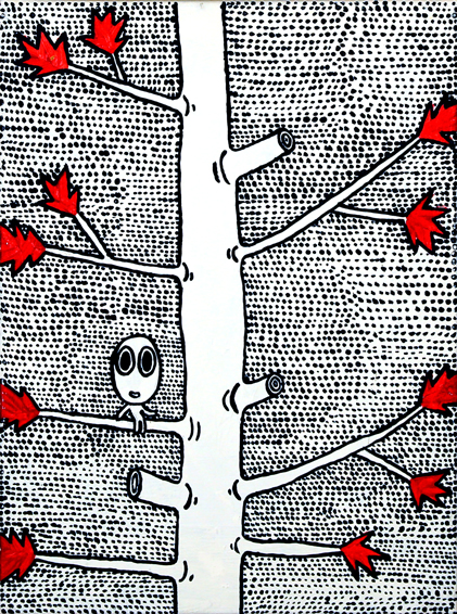 Happy tree Pulp, Technique mixte sur toile, 40 × 30 cm, 2007