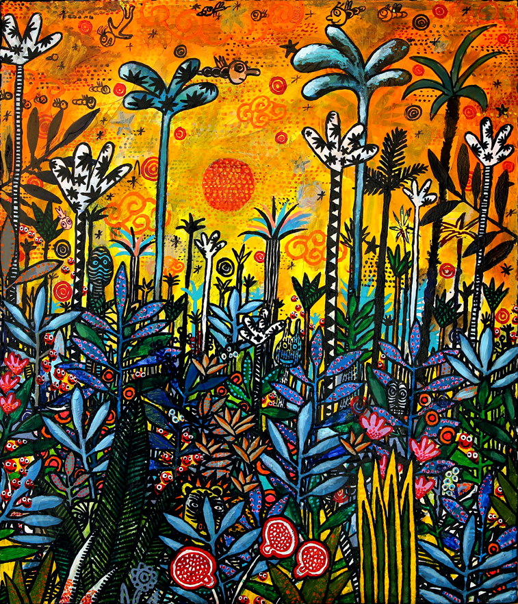 Où vivent les animaux sauvages, Technique mixte sur toile, 70 × 60 cm, 2009