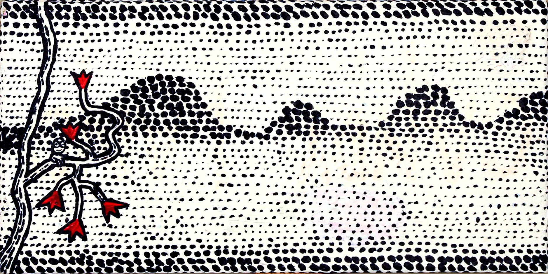 Pulp au loin le paradis fantastique, Technique mixte sur toile, 20 × 40 cm, 2010