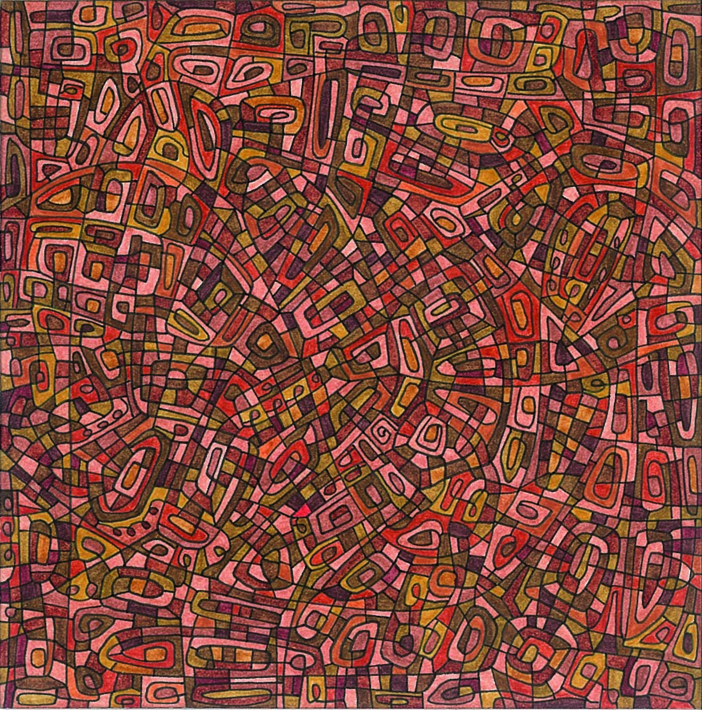 Algorithme visuel n°2, Encre et crayon sur carton, 12 × 12 cm, 2011